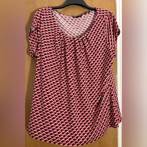 Worthington Red and Black Geometric Blouse